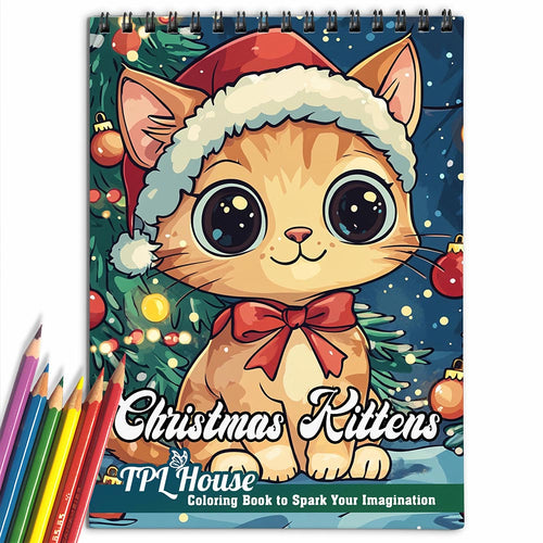 TPLHOUSE Christmas Kittens Coloring Book for Adult