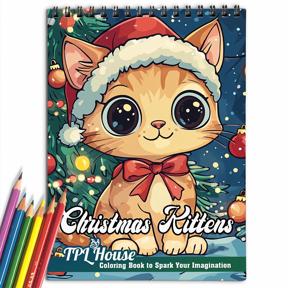 TPLHOUSE Christmas Kittens Coloring Book for Adult