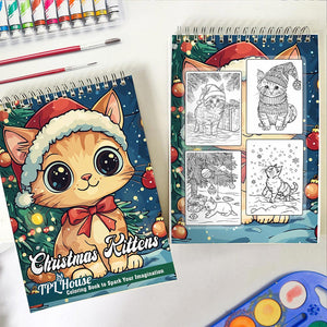 TPLHOUSE Christmas Kittens Spiral Coloring Book for Adult