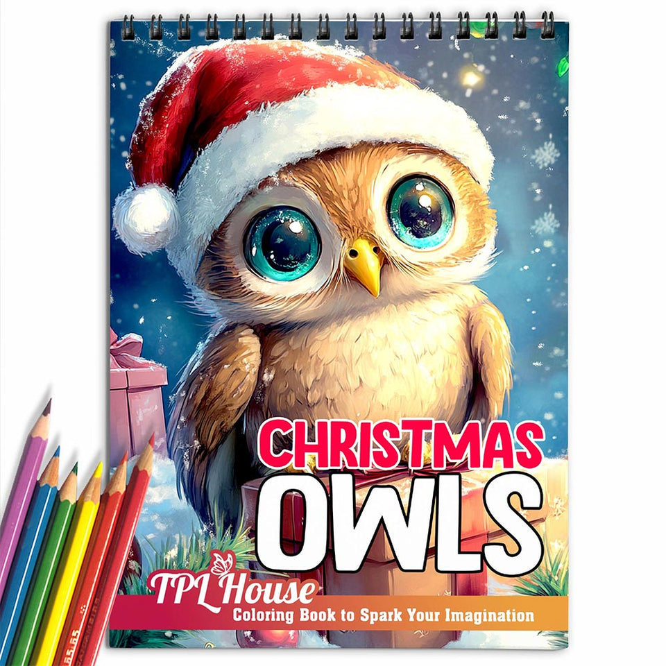 TPLHOUSE Christmas Owls Coloring Book for Adult