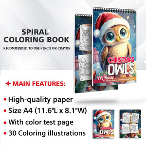 TPLHOUSE Christmas Owls Coloring Sheets for Adult