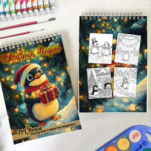 TPLHOUSE Christmas Penguin Spiral Coloring Book for Adults