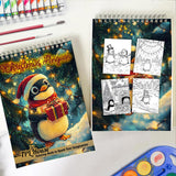 TPLHOUSE Christmas Penguin Spiral Coloring Book for Adults