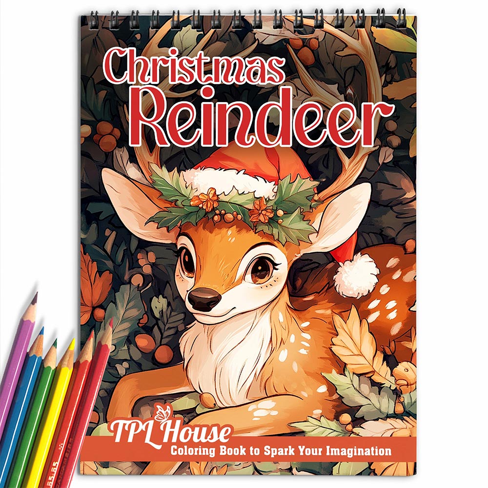 TPLHOUSE Christmas Reindeer Coloring Book for Adult