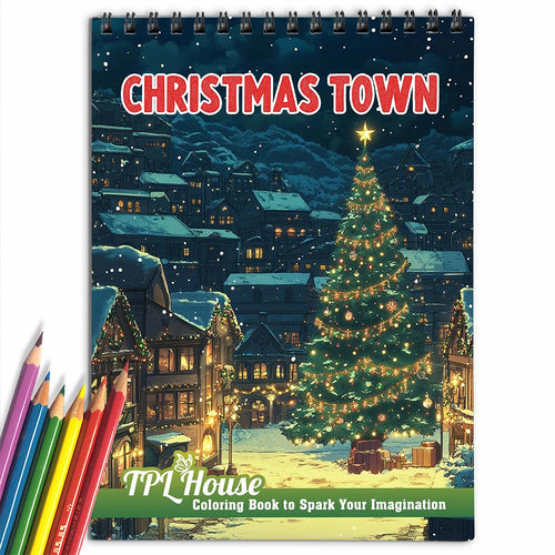 TPLHOUSE Christmas Town Coloring Book for Adult