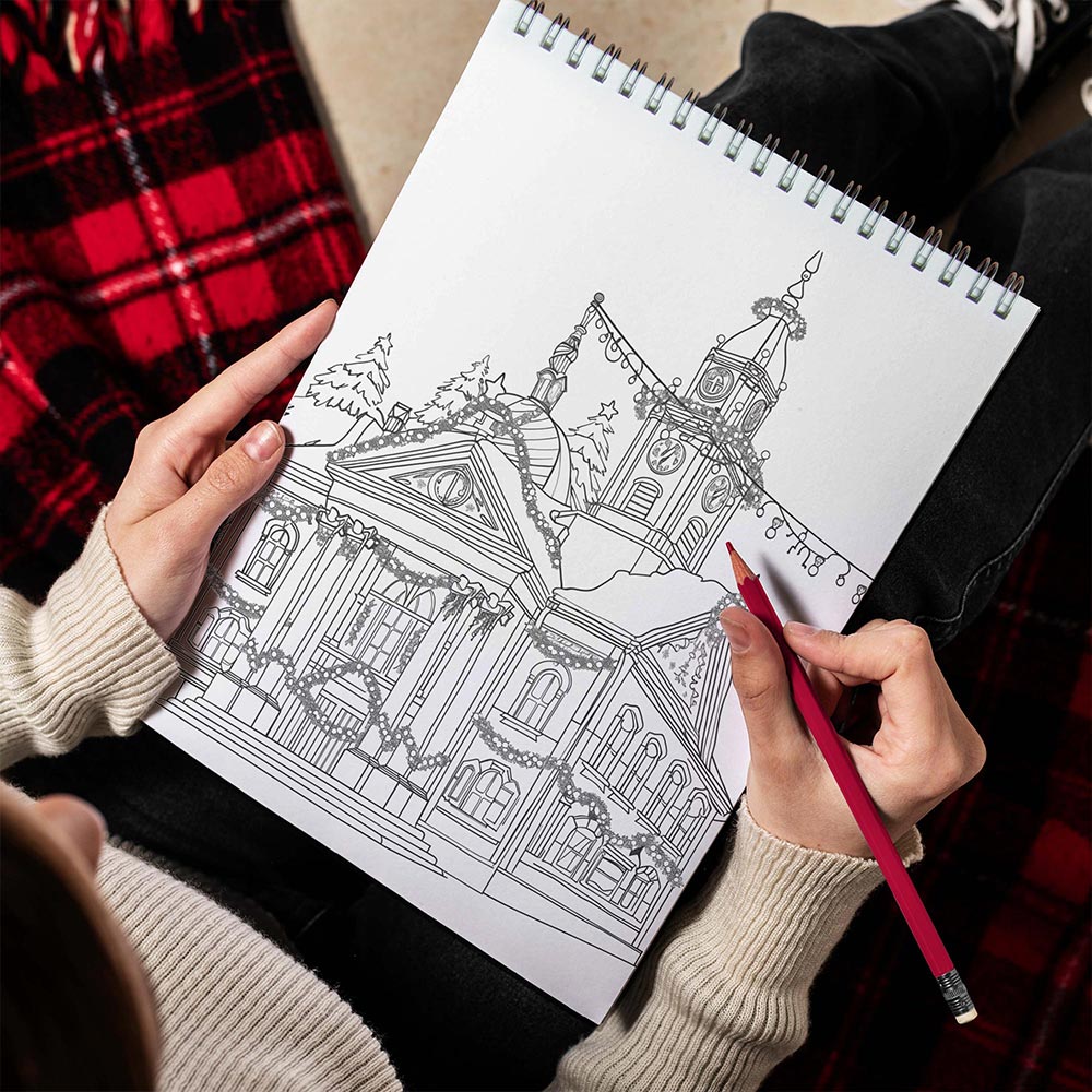 TPLHOUSE Christmas Town Spiral Bound Coloring Book for Adult