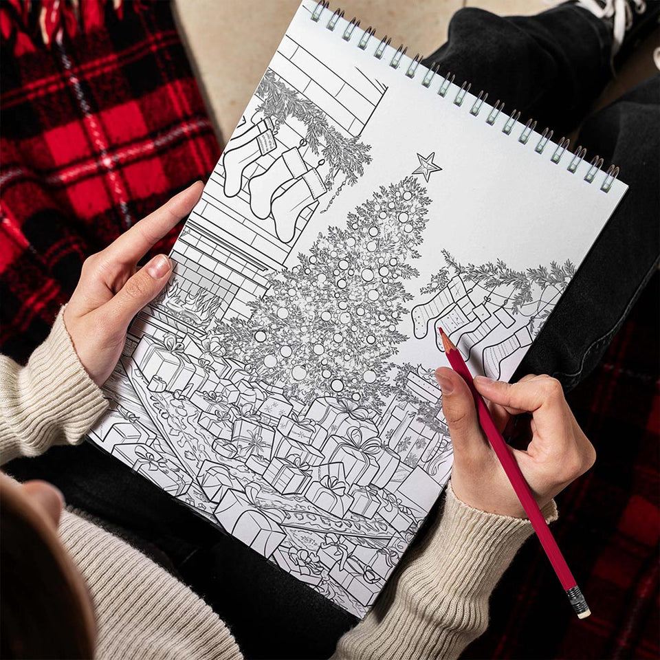 TPLHOUSE Christmas Tree Spiral Bound Coloring Book for Adults