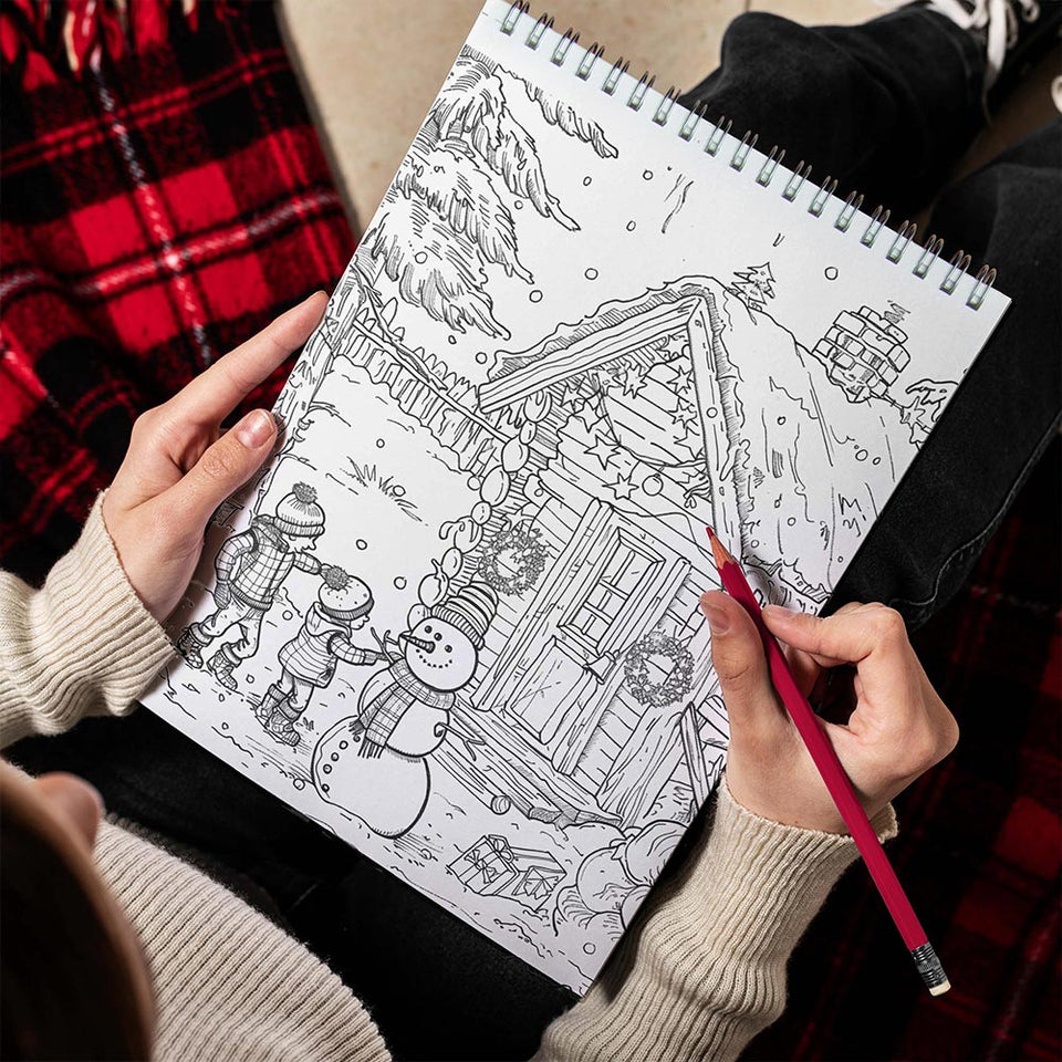 TPLHOUSE Christmas Village Spiral Bound Coloring Book for Adult