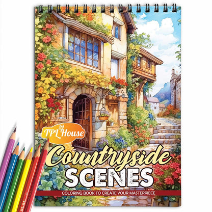 TPLHOUSE Countryside Scenes Coloring Book for Adult