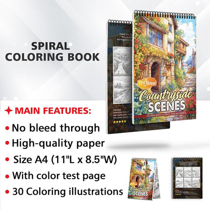 TPLHOUSE Countryside Scenes Coloring Sheets for Adult