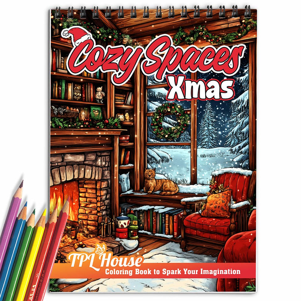 TPLHOUSE Cozy Spaces Xmas Coloring Book for Adult