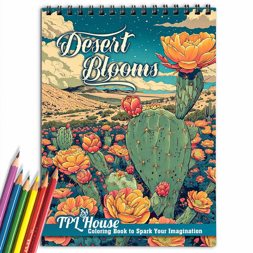 TPLHOUSE Desert Blooms Coloring Book for Adults