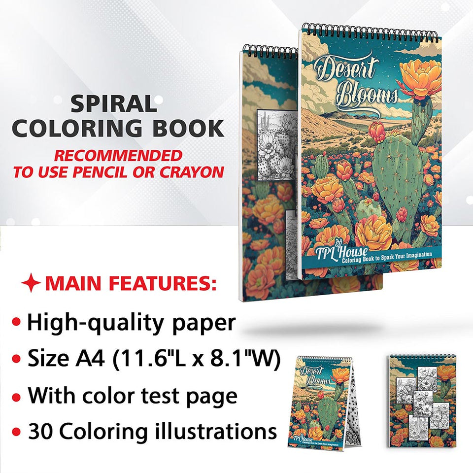 TPLHOUSE Desert Blooms Coloring Sheets for Adults