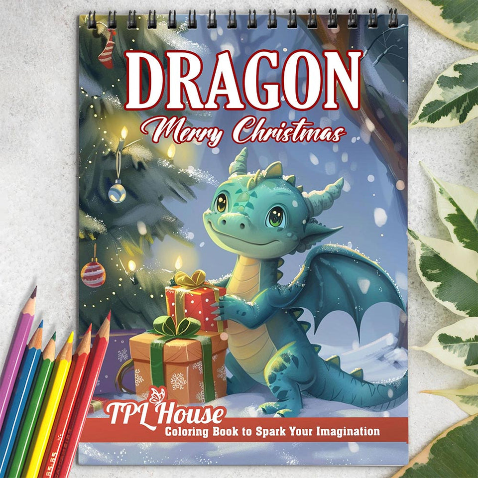 TPLHOUSE Dragon Merry Christmas Coloring Book for Adult