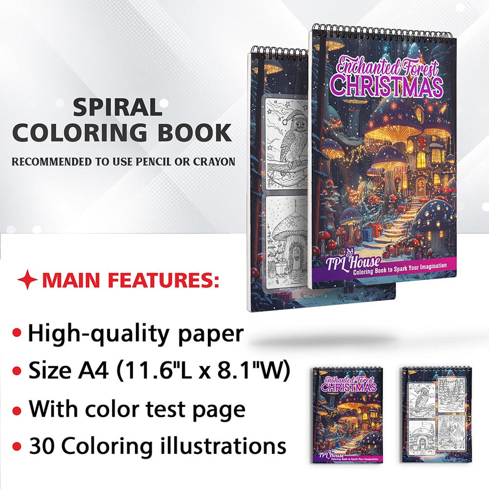 TPLHOUSE Enchanted Forest In Christmas Coloring Sheets for Adult