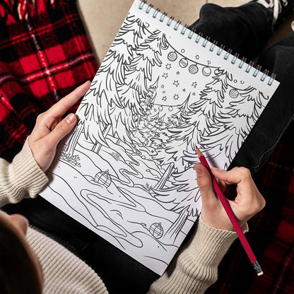 TPLHOUSE Enchanted Forest In Christmas Spiral Bound Coloring Book for Adult