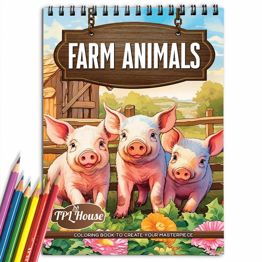 TPLHOUSE Farm Animals Coloring Book for Adult