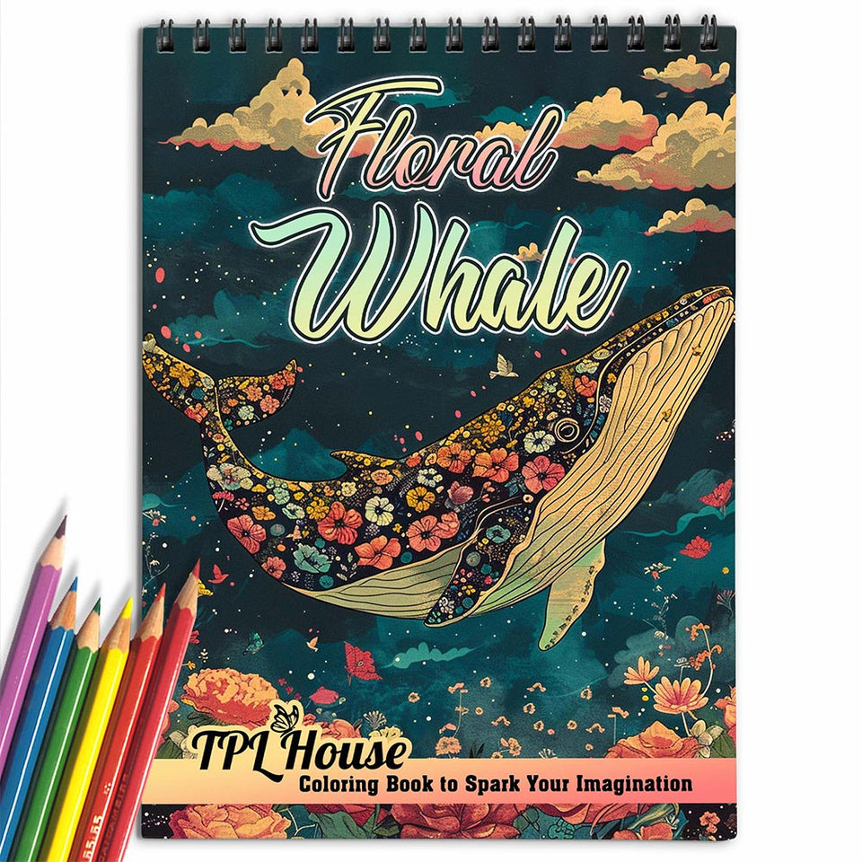 TPLHOUSE Floral Whale Coloring Book for Adults