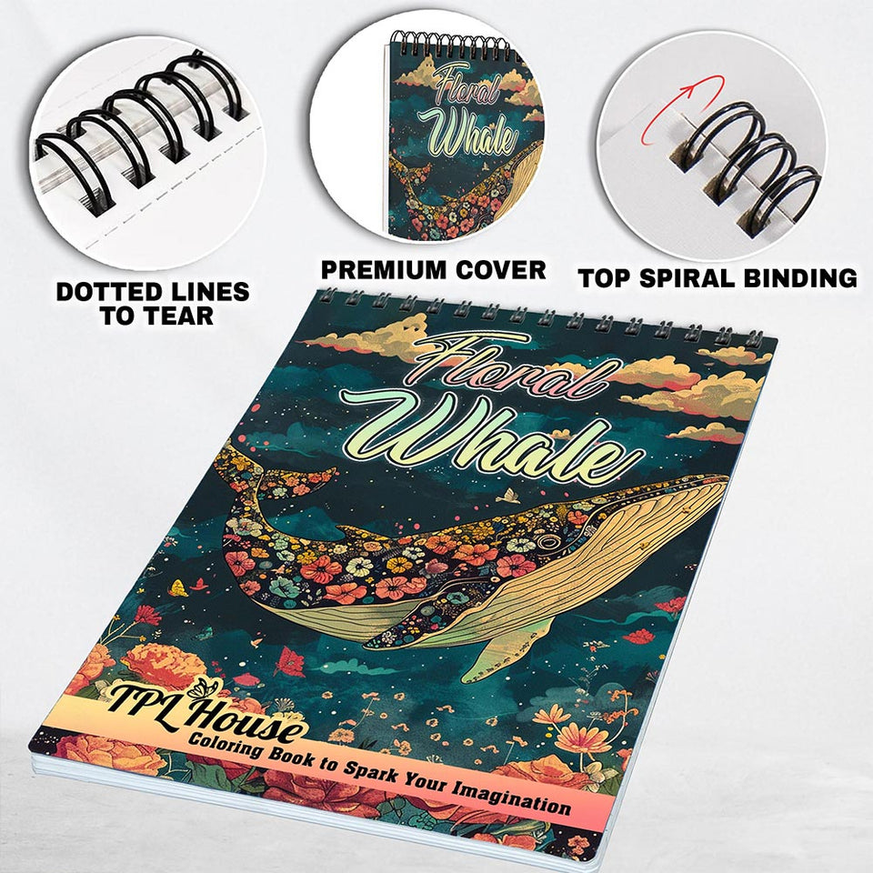TPLHOUSE Floral Whale Coloring Pages for Adults