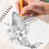 TPLHOUSE Floral Whale Coloring Book Spiral Bound for Adults
