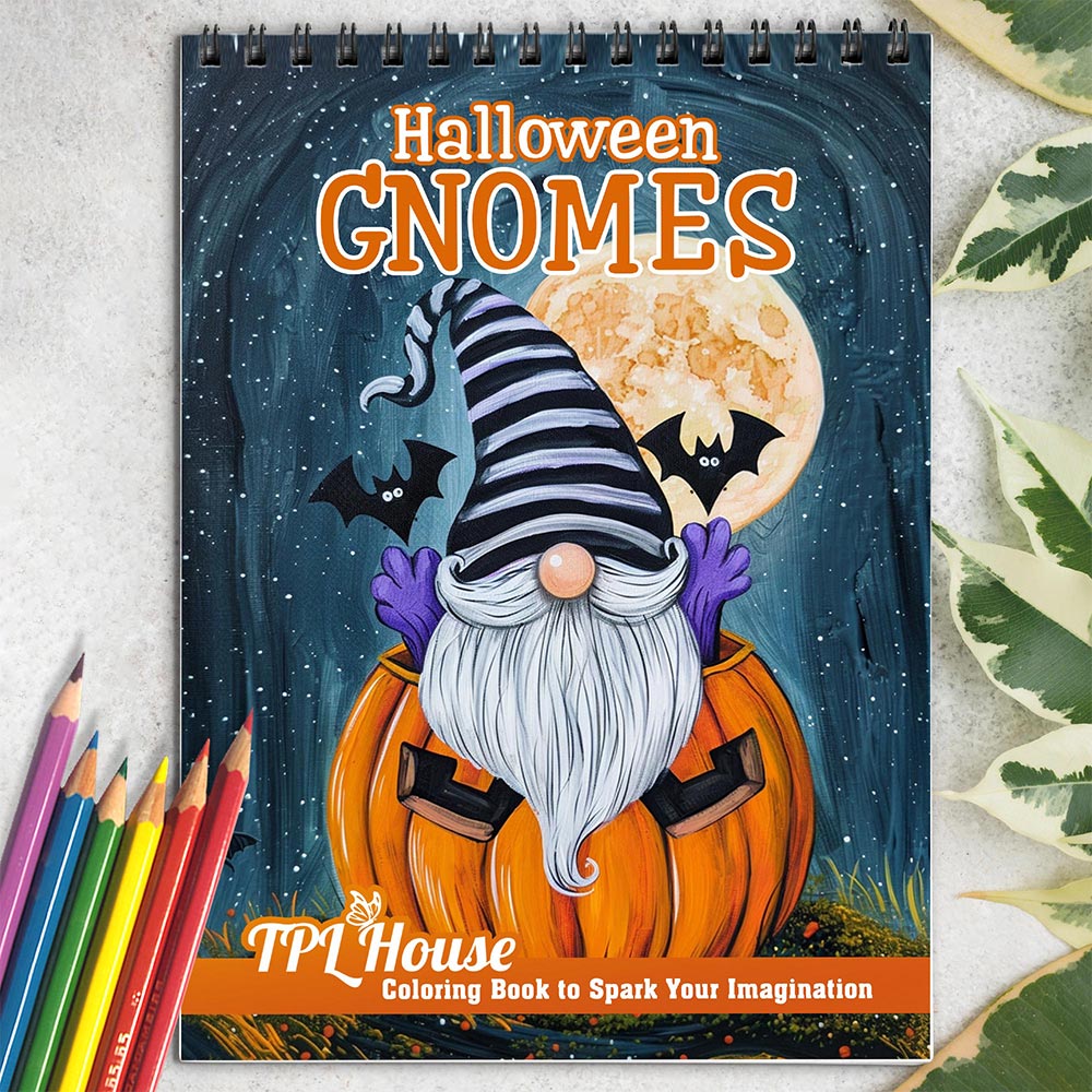 TPLHOUSE Halloween Gnomes Coloring Book for Adults