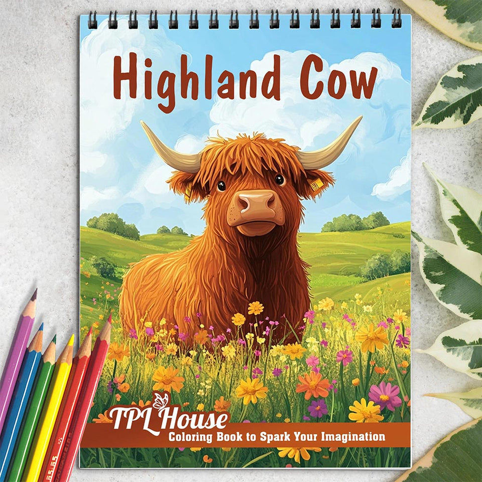 TPLHOUSE Highland Cow Coloring Book for Adults