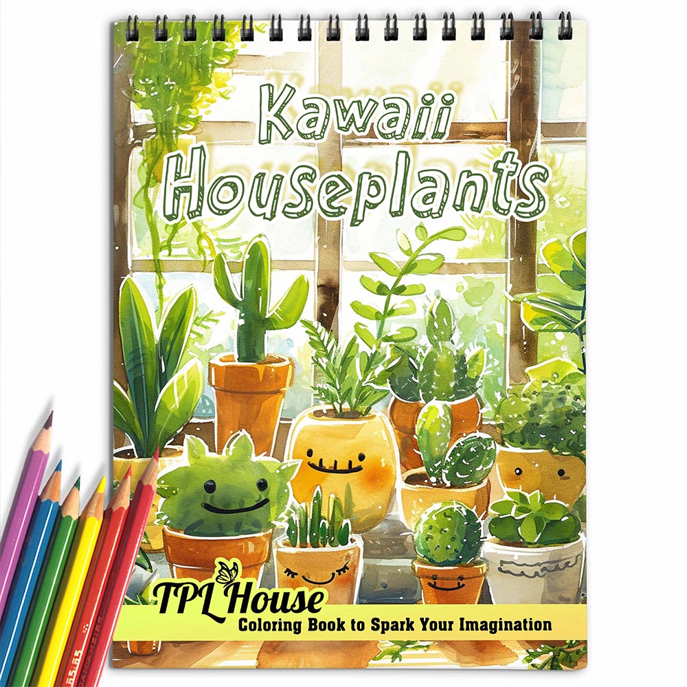 TPLHOUSE Kawaii Houseplants Coloring Book for Adults