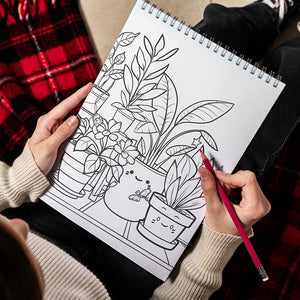 TPLHOUSE Kawaii Houseplants Spiral Bound Coloring Book for Adults