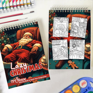 TPLHOUSE Lazy Christmas Spiral Coloring Book for Adult