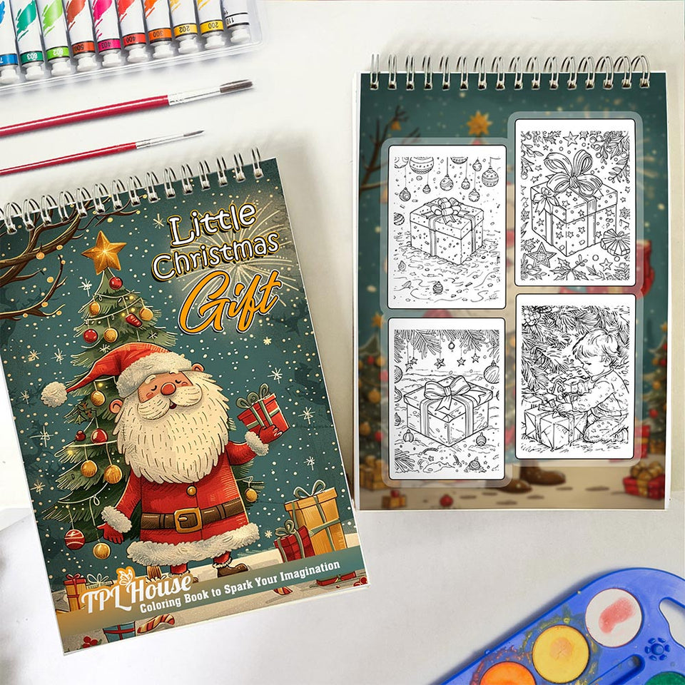 TPLHOUSE Little Christmas Gift Spiral Coloring Book for Adult