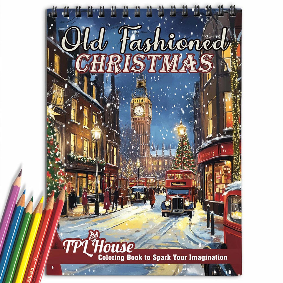 TPLHOUSE Old-Fashioned Christmas Coloring Book for Adults