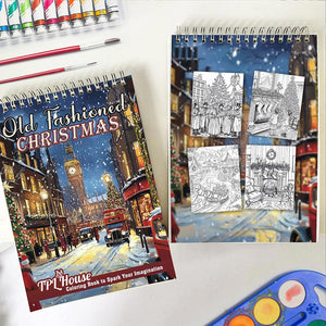 TPLHOUSE Old-Fashioned Christmas Spiral Coloring Book for Adults