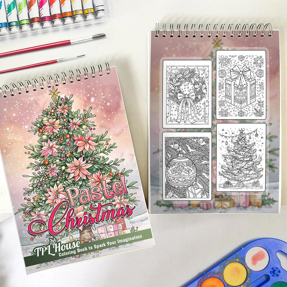 TPLHOUSE Pastel Christmas Spiral Coloring Book for Adult