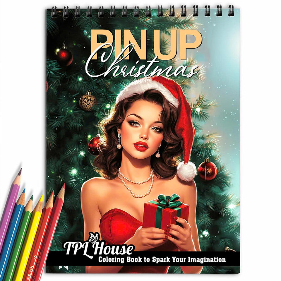 TPLHOUSE Pin Up Christmas Coloring Book for Adult