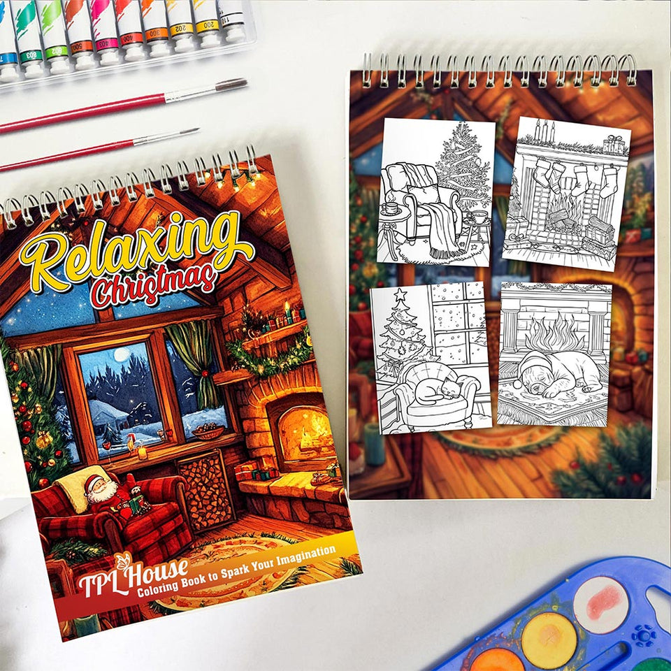 TPLHOUSE Relaxing Christmas Spiral Coloring Book for Adult