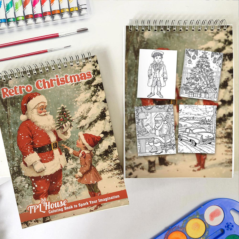 TPLHOUSE Retro Christmas Spiral Coloring Book for Adults