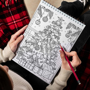 TPLHOUSE Retro Christmas Spiral Bound Coloring Book for Adults