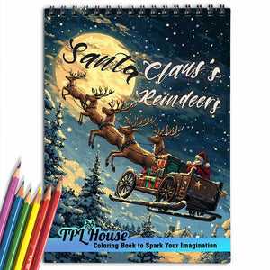 TPLHOUSE Santa Claus's Reindeer Coloring Book for Adults