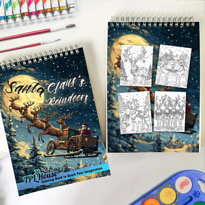 TPLHOUSE Santa Claus's Reindeer Spiral Coloring Book for Adults