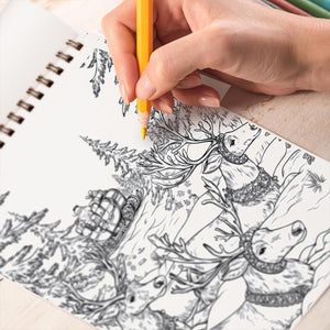 TPLHOUSE Santa Claus's Reindeer Coloring Book Spiral Bound for Adults