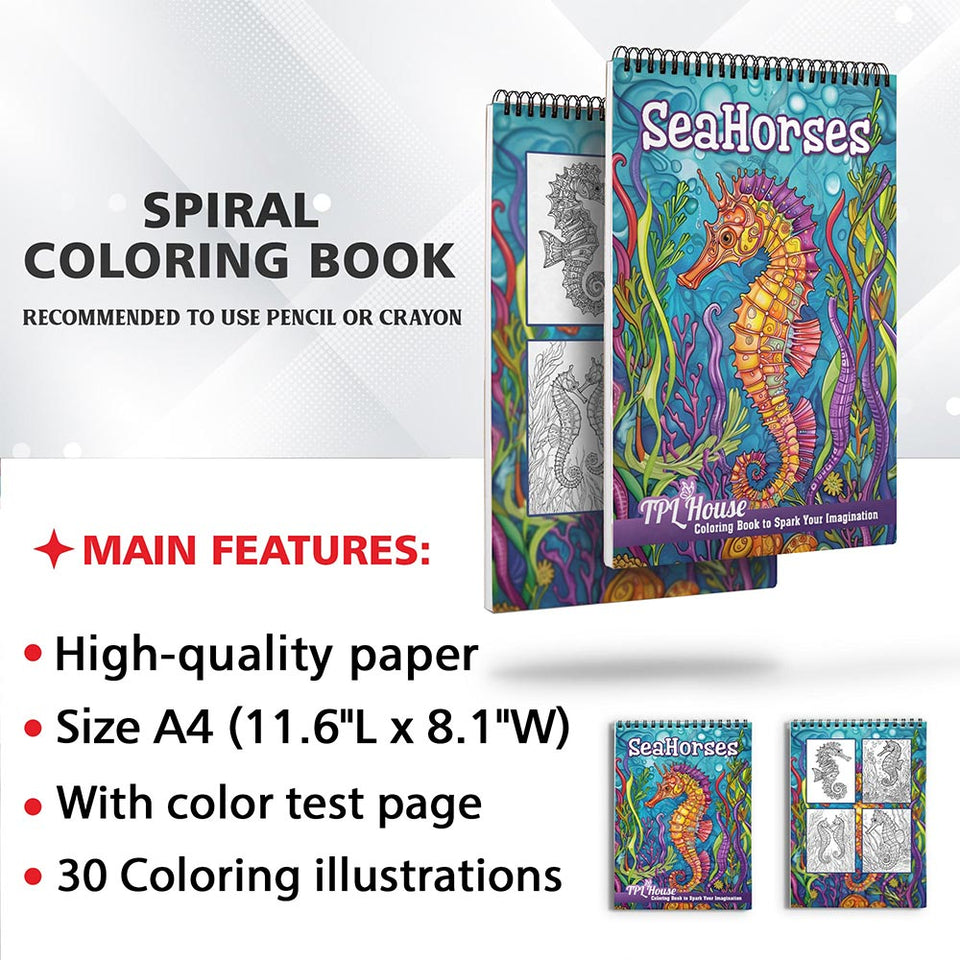 TPLHOUSE Seahorse Coloring Sheets for Adults