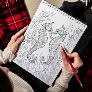 TPLHOUSE Seahorse Spiral Bound Coloring Book for Adults
