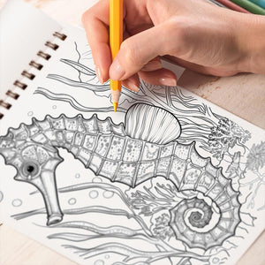 TPLHOUSE Seahorse Coloring Book Spiral Bound for Adults