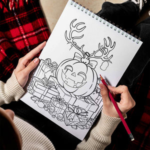 TPLHOUSE Spooky Xmas Cheerful Spiral Bound Coloring Book for Adult