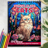 TPLHOUSE Stained Glass Cats Coloring Book for Adults