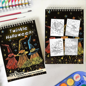 TPLHOUSE Twinkle Halloween Spiral Coloring Book for Adults