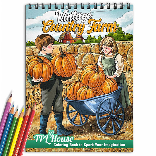 TPLHOUSE Vintage Country Farm Coloring Book for Adults