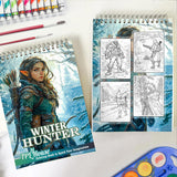 TPLHOUSE Winter Hunter Spiral Coloring Book for Adult