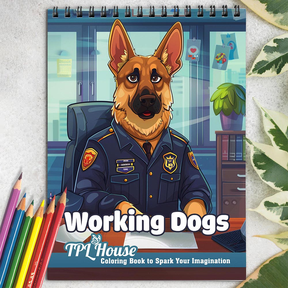 TPLHOUSE Working Dogs Coloring Book for Adults