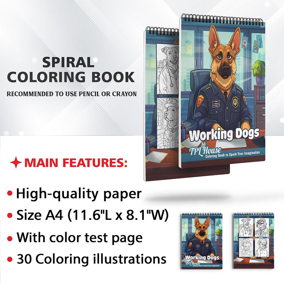 TPLHOUSE Working Dogs Coloring Sheets for Adults